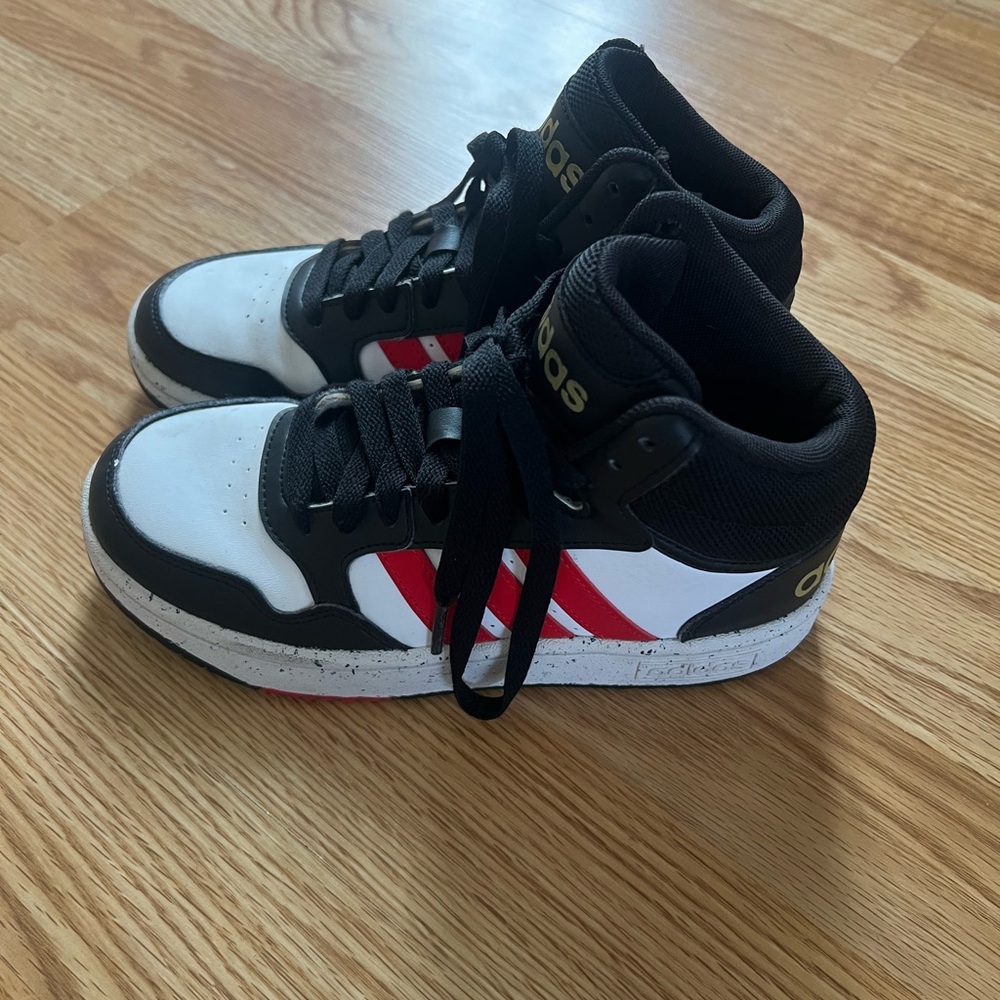 Adidas Kids Black, White, and Red Sneakers - Picture 2 of 5